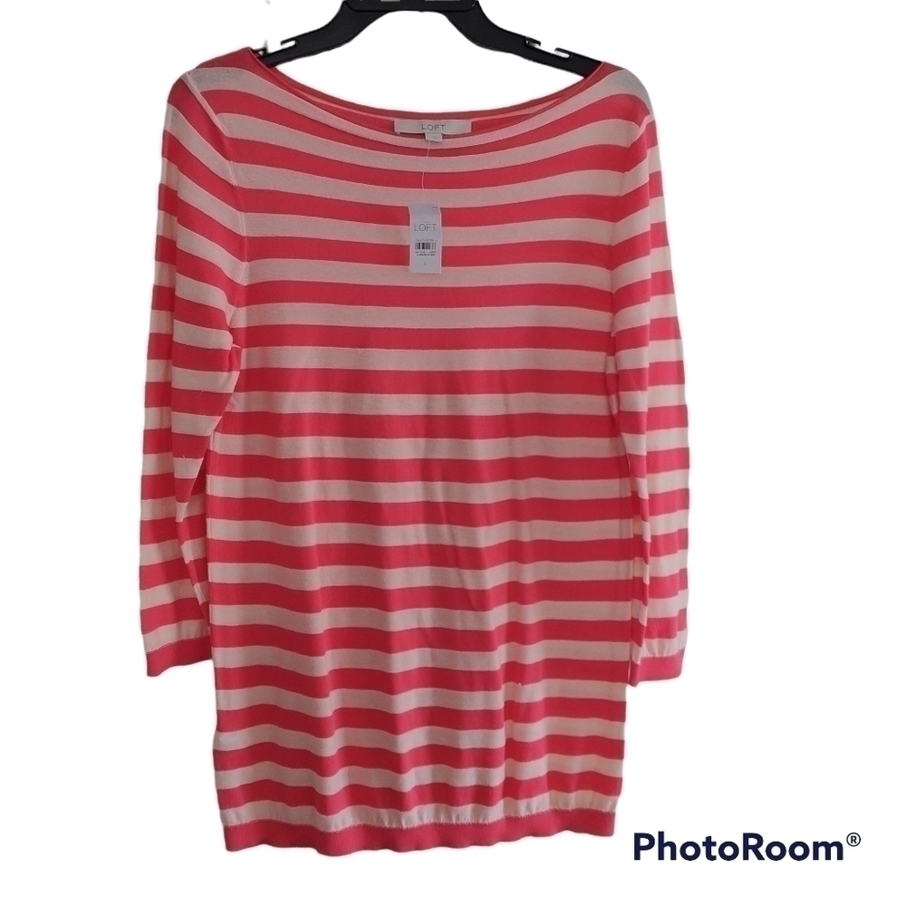 Loft Long sleeve Boat Neck Tunic Top L